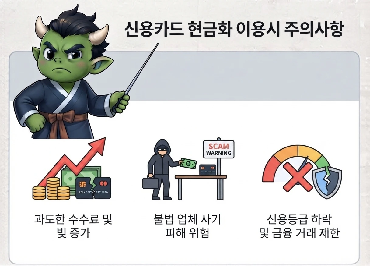 신용카드 현금화 이용시 주의사항 안내