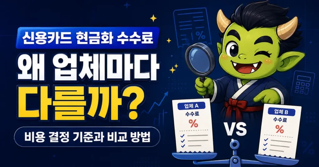 신용카드 현금화 수수료가 업체마다 다른 이유와 비교 방법
