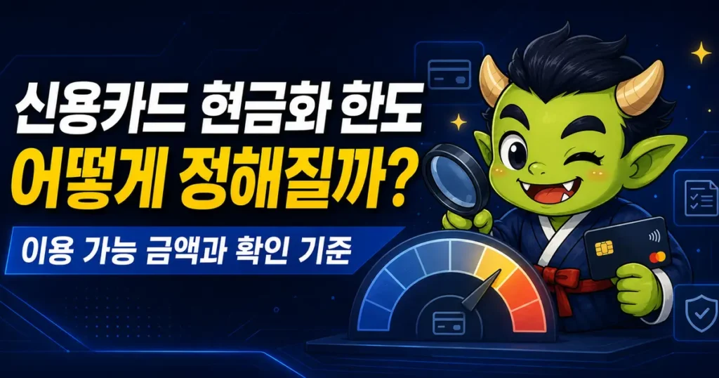 신용카드 현금화 한도 이용 가능 금액 확인 기준