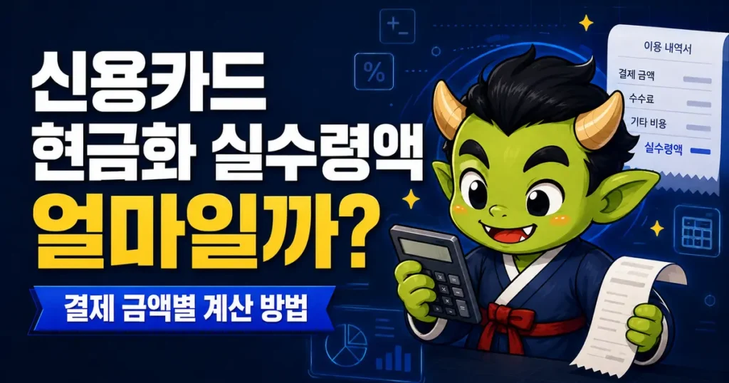 신용카드 현금화 실수령액과 결제 금액별 계산 방법