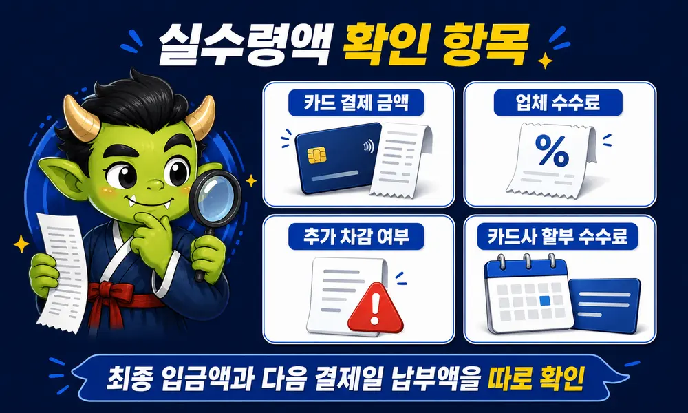 신용카드 현금화 실수령액 확인을 위한 결제 금액과 수수료 및 추가 비용