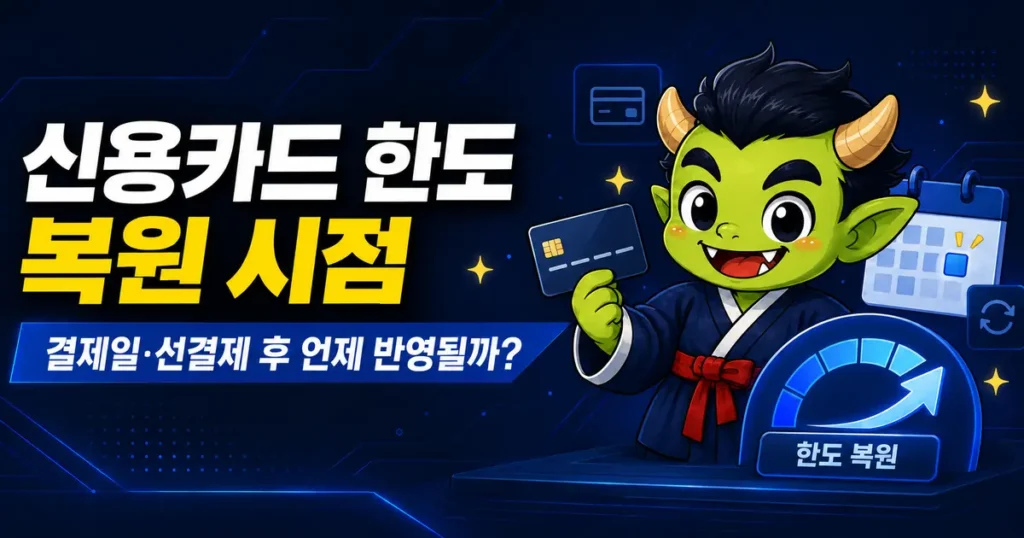 신용카드 한도 복원 시점과 결제일·선결제 후 반영 안내